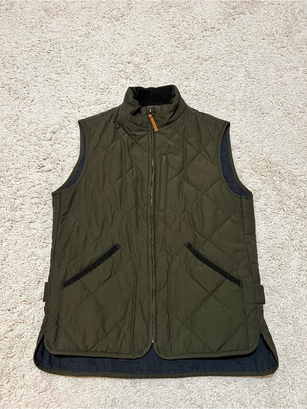 J.Crew Sussex Quilted Vest Olive Green XS Lightweight Insulated Utility Vest